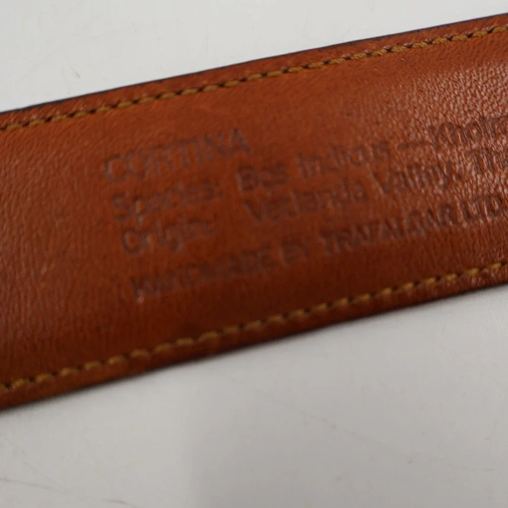 Trafalgar Cortina Belt Mens 42 Burgundy Handmade Leather Brass Buckle USA